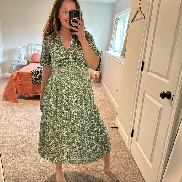 NWT J. Crew Green Blue Floral Maxi Dress Medium - Picture 2 of 15